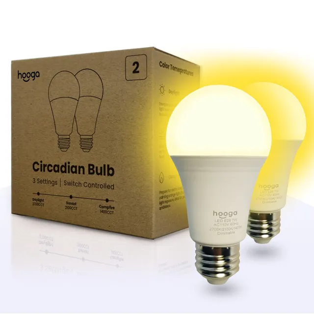 Hooga Circadian Full Spectrum Light Bulb (2-pack)